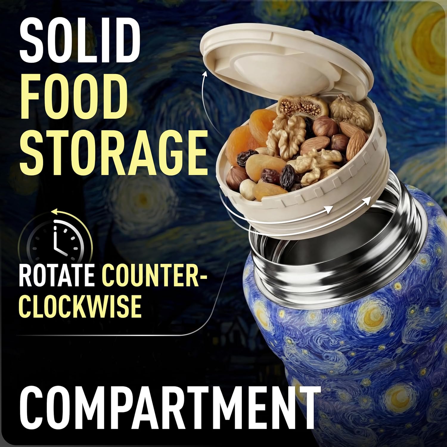 Earth&ME 17 OZ Soup Thermo for Hot & Cold Food for Kids, Vacuum Insulated Steel Lunch Container, Kids Wide Mouth Bento Thermal Food Jar, Warm Food Lunchbox Thermo Bowls with Spoon (Starry Night) - Image 6