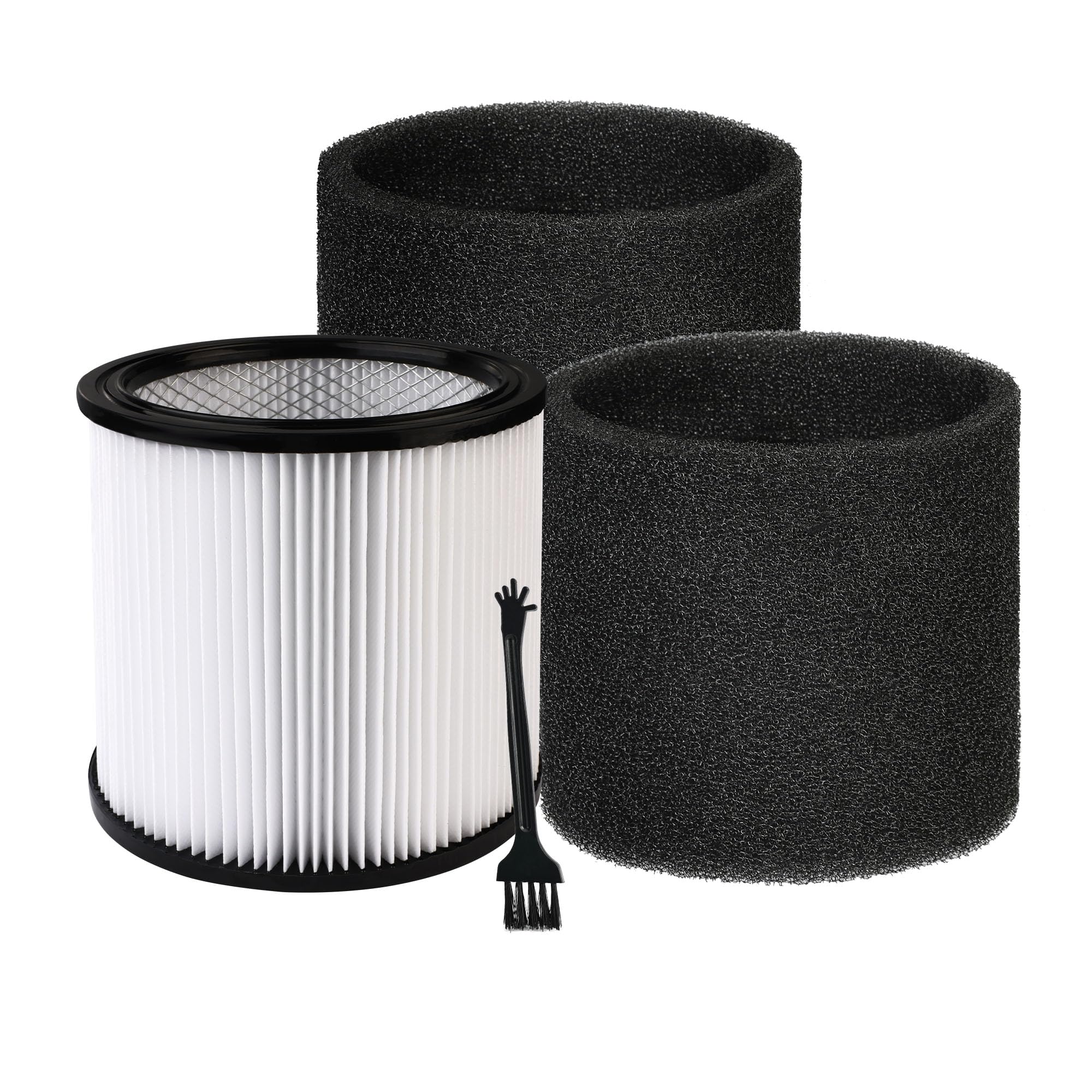 Shop-Vac 90304 Cartridge Filter and 90585 Foam Sleeve Filter, for Most Shop-Vac Wet/Dry Vacuum Cleaners 5 Gallon and Above, Brush Tool Included, Replace Parts # 9058500,9030400,9034400, 3 Pieces