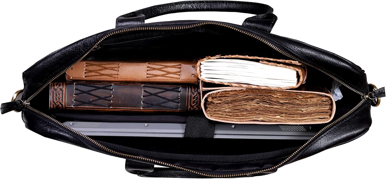 VC VINTAGE COUTURE Leather briefcase bag for men Leather Laptop Bags For Men and Women Travel Messenger Bag - Image 5