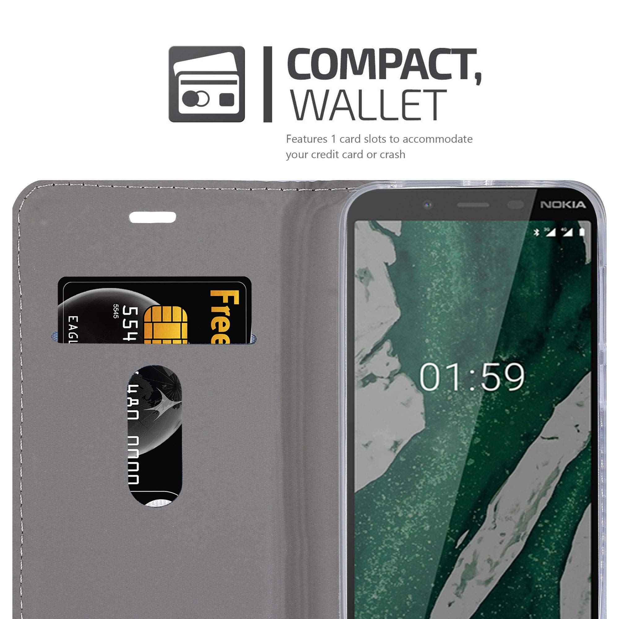 Cadorabo Custodia Libro per Nokia Lumia 1020 in Grigio Chiaro Marrone - con Vani di Carte, Funzione Stand e Chiusura Magnetica - Portafoglio Cover Case Wallet Book Etui Protezione