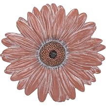 Magnolia Garden 12-Inch Antique Coral Daisy Decorative Stepping Stone 3D Sculpted Resin Garden Walkway Tile Weathered Terra Cotta Flower Outdoor Accent Boho Chic Yard Decoration