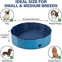 Vista 5 de Bañera plegable para mascotas para perros pequeños y niños, piscina plegable de plástico duro de 31.5 x 7.87 pulgadas, bañera versátil