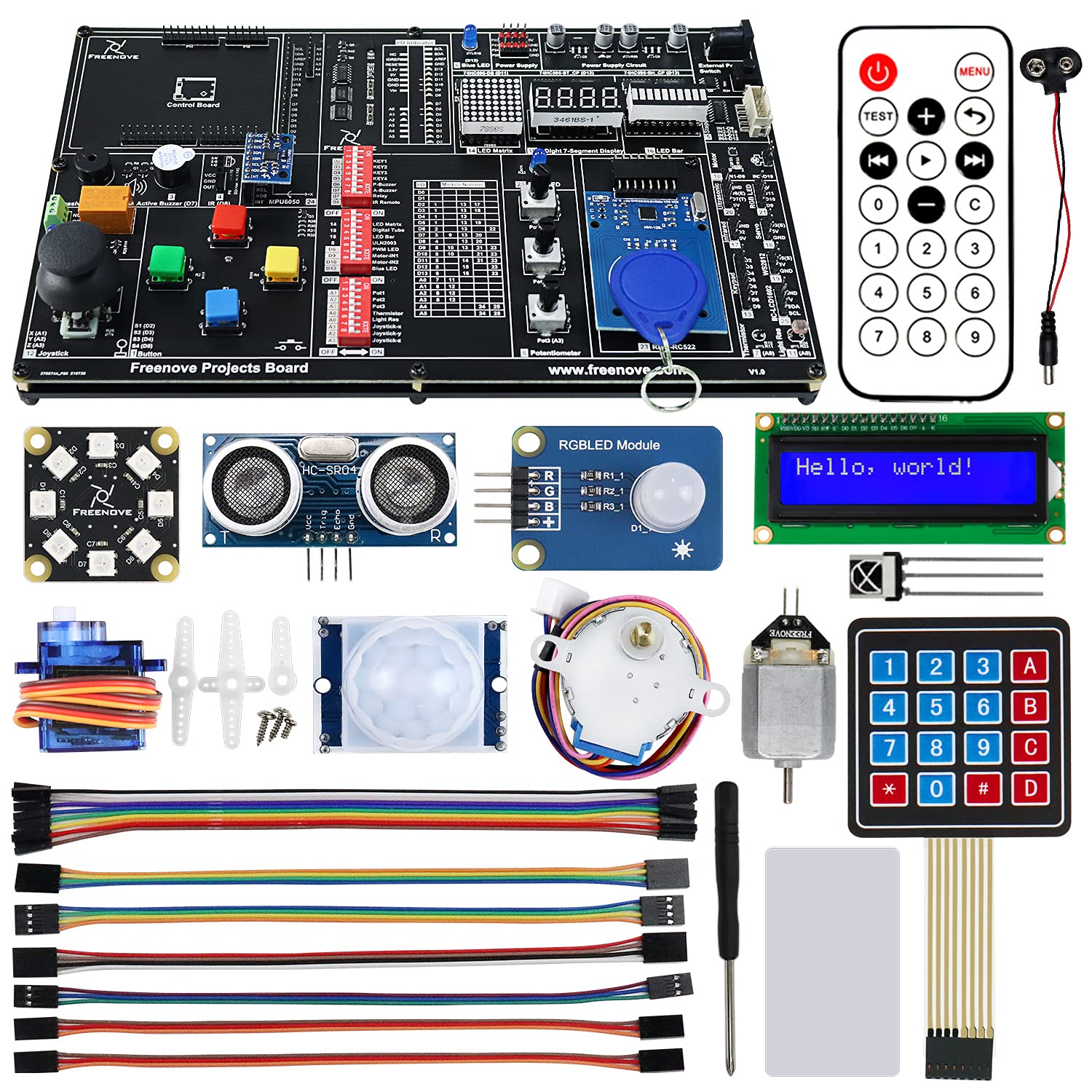 Freenove Projects Kit (No Control Board) (Compatible with Arduino IDE), 236-Page Detailed Tutorials,