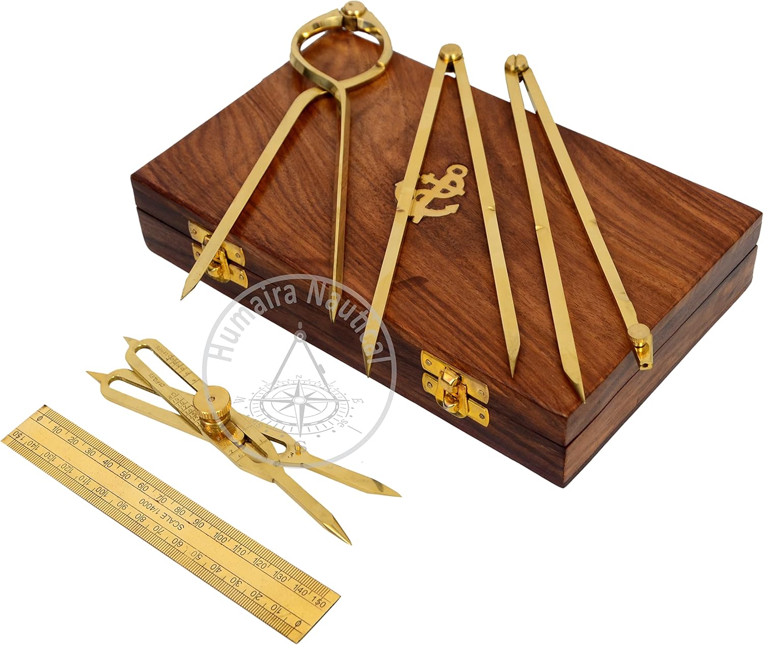 Humaira Nautical Proportional Divider Set of 5, Full Brass dividers