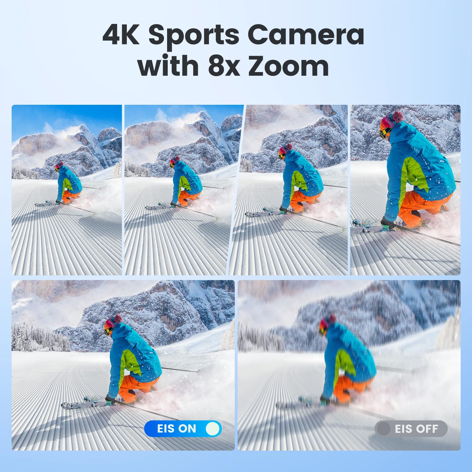 Touchscreen 4K60FPS Action Cam mit 64G Karte, 40M Unterwasserkamera 48MP HD WiFi Kamera mit EIS 8X Zoom Wasserdicht Actionkameras Weitwinkel Sportkamera mit 2 * 1350 mAh Akkus