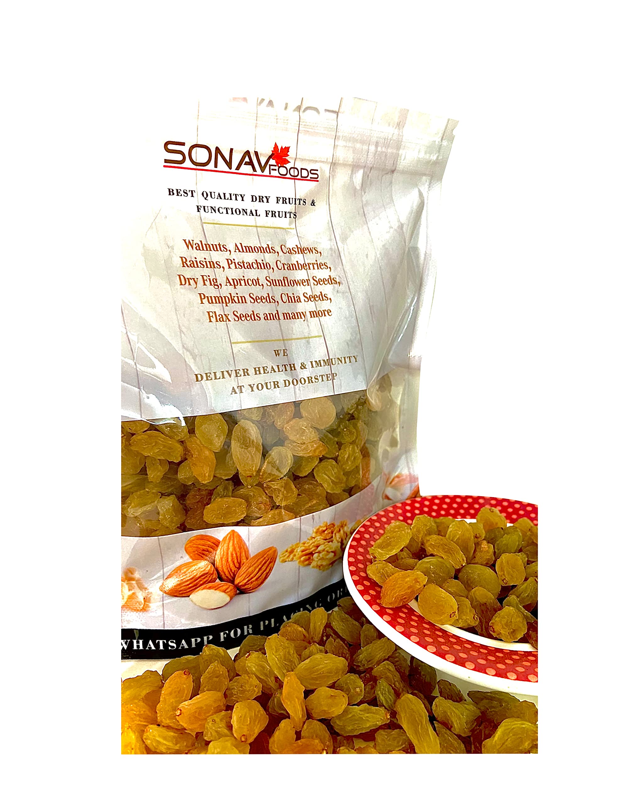 Sonav Foods Premium Dried Golden Raisin | Dried Indian Yellow Kishmish, Pilli Kishmish(pack of 2) 250g each total 500g (B0B8D5GV5Z) Amazon Price History, Amazon Price Tracker