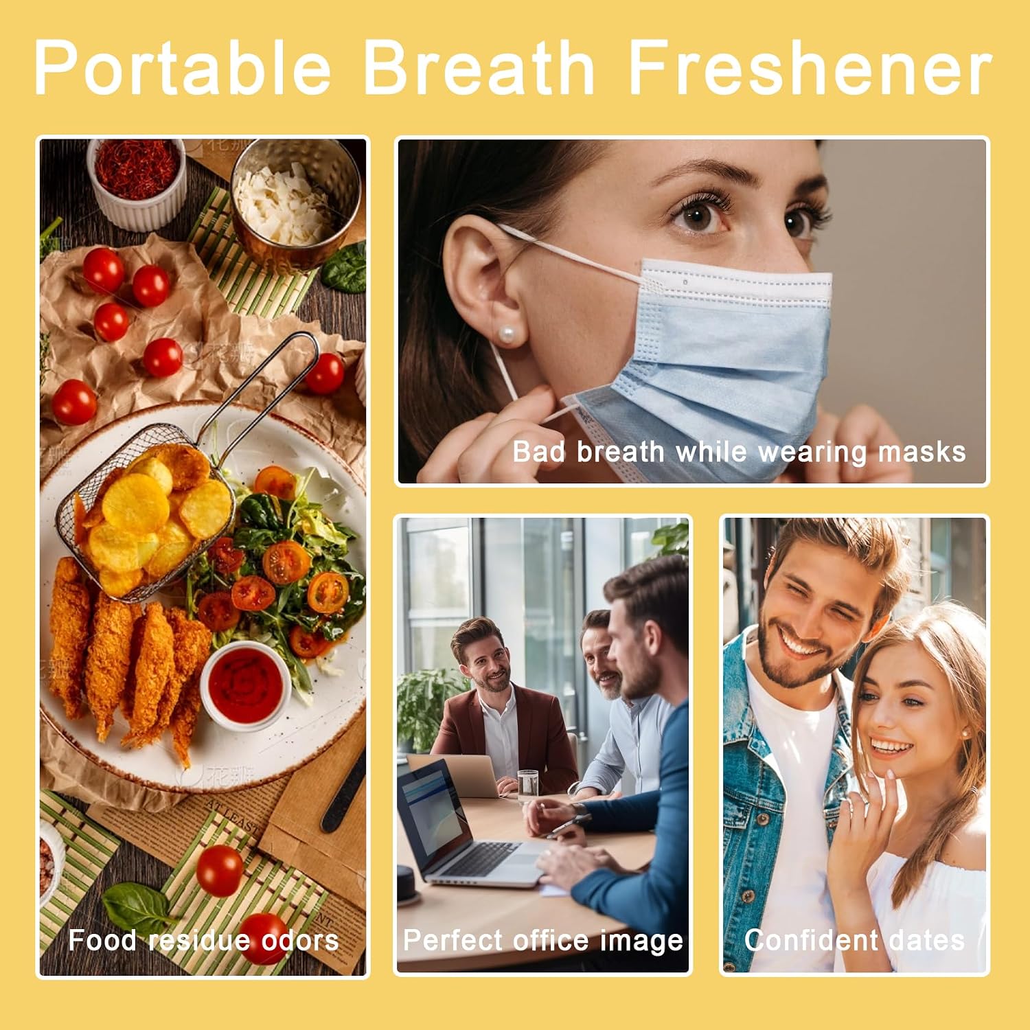 6-Pack Breath Spray, Fruit-Flavored Mouth Spray, Long-Lasting Freshness, Whisp Bad Breath, Compact & Portable
