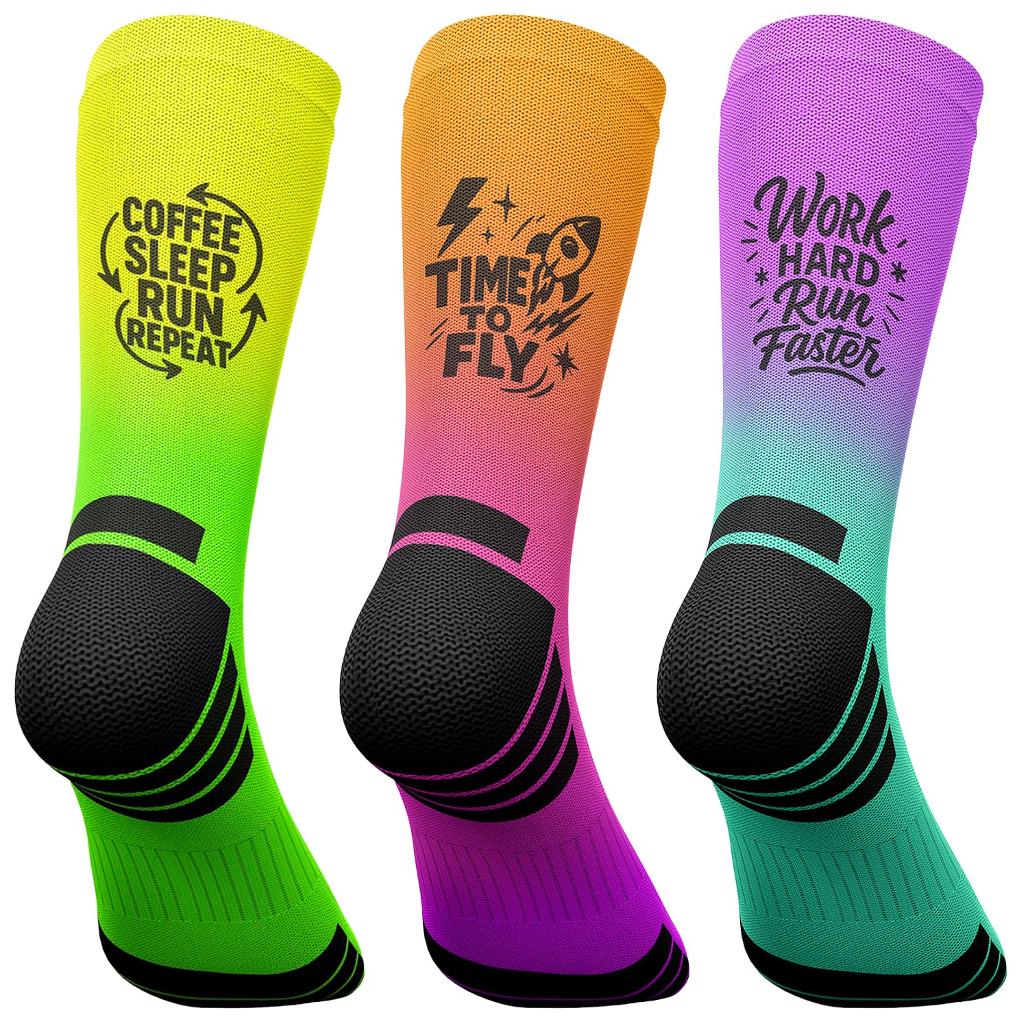 Jungle Socks Running Series - Pack de 3 Chaussettes Haute Performance pour Running, Respirantes, Compressives et Renforcées.