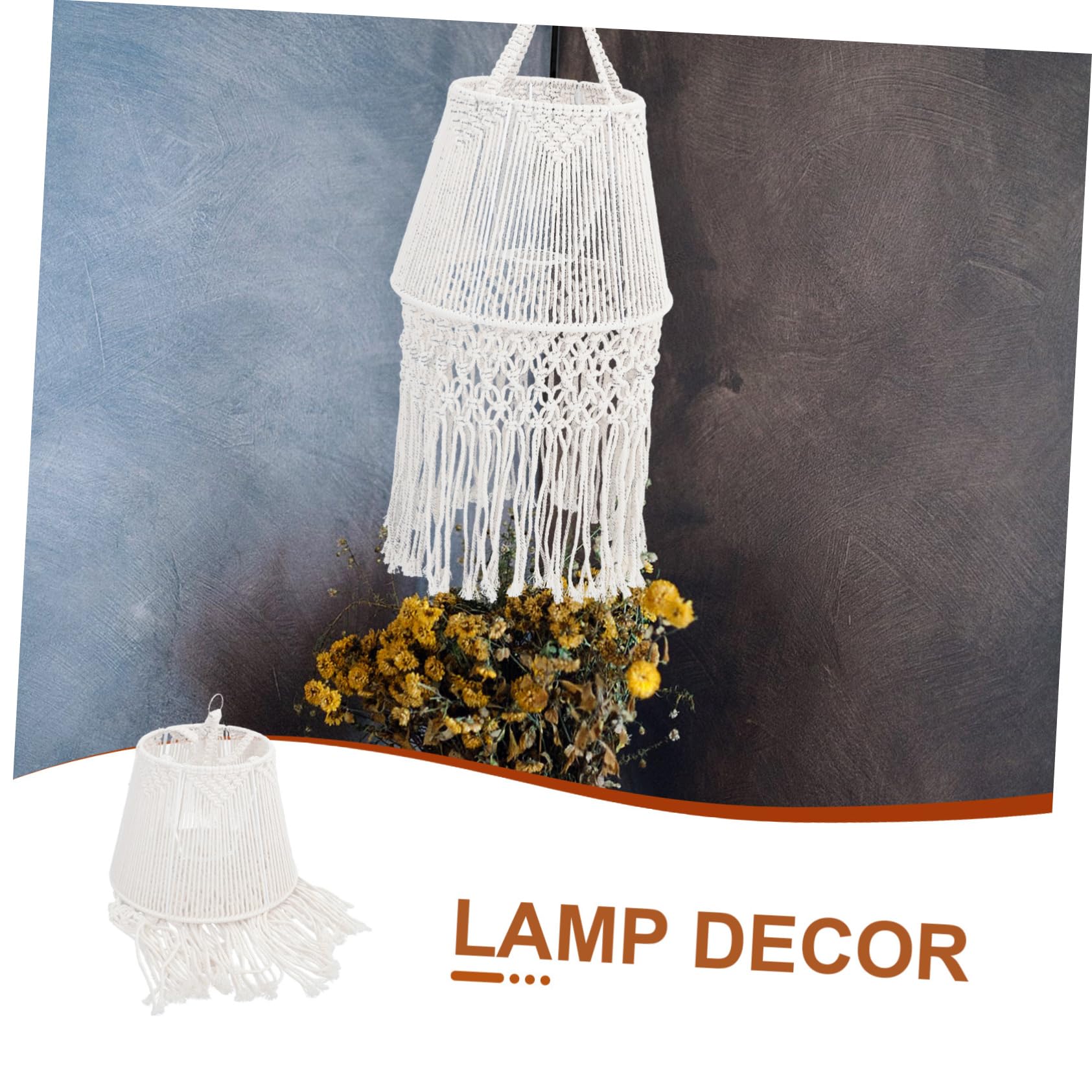 Cabilock Macrame Lamp Shade Style Ceiling Lamp Cover Cotton Rope Decor for Living Room