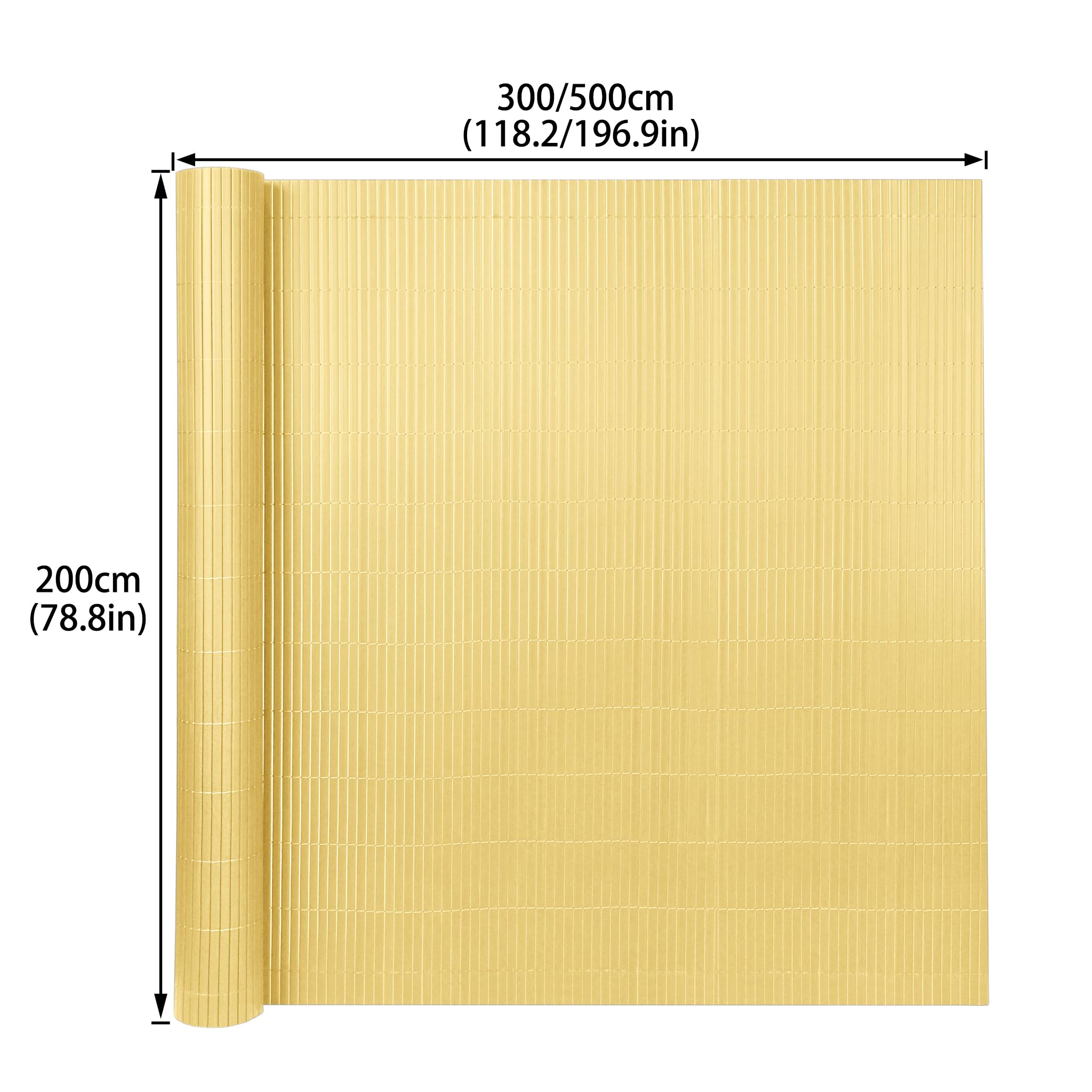 Recinzione frangivista in PVC, 200 x 300 cm, bambù, per esterni, con lamelle rinforzate, paravento, resistente ai raggi UV, per giardino, balcone, recinzione, terrazza, accessori