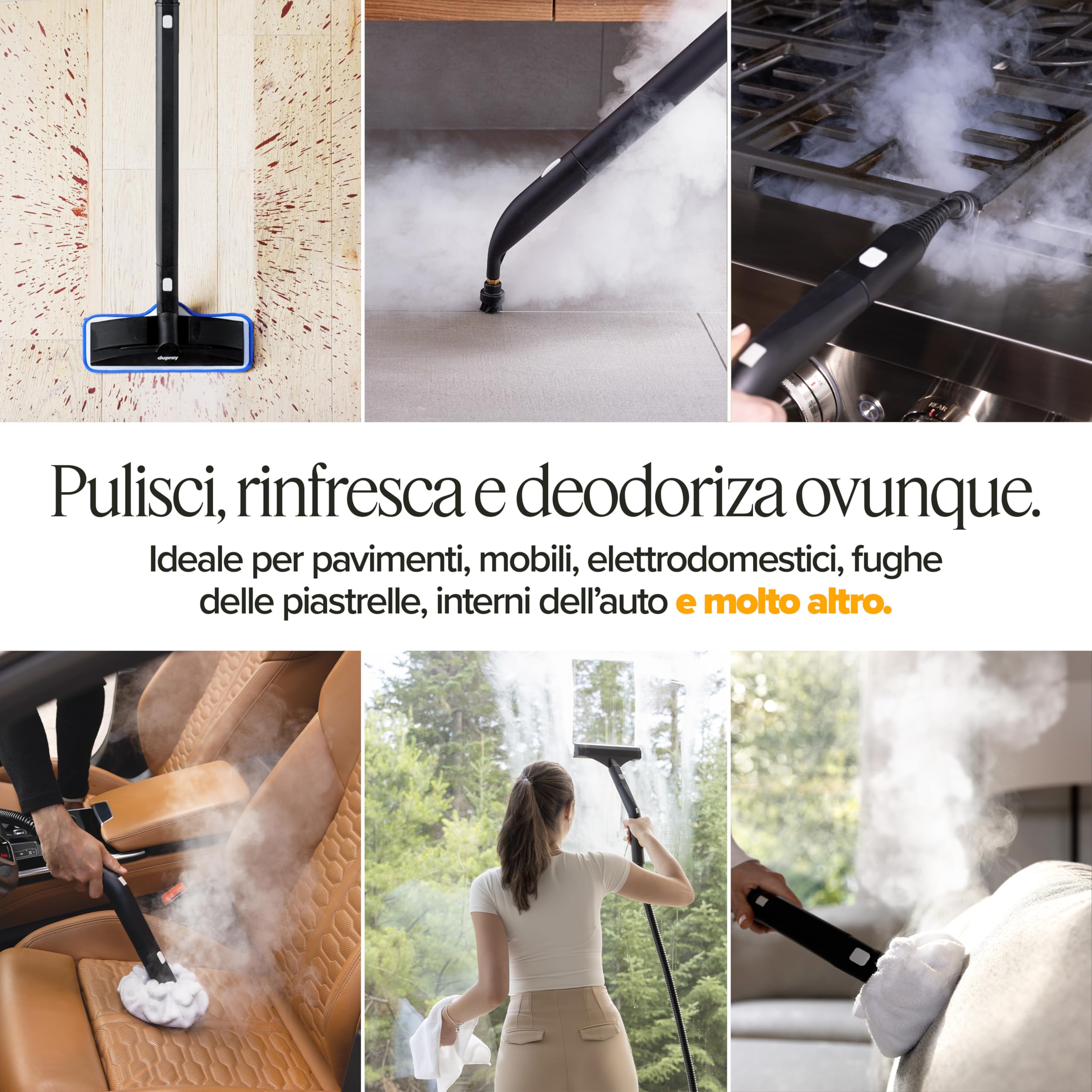 Pulitore a vapore multiuso Neat di Dupray per pavimenti, auto, uso domestico e altro ancora (Neat + 27 pezzi (spazzole extra))