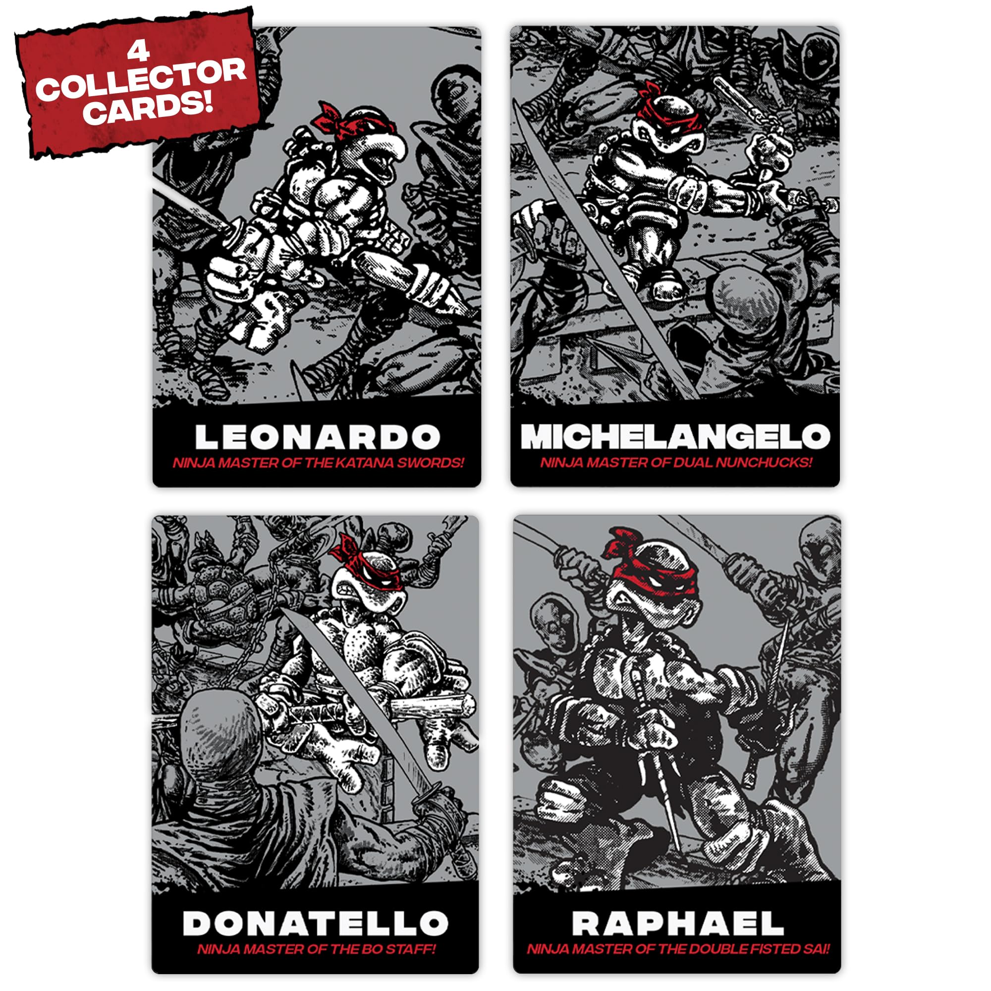 Teenage Mutant Ninja Turtles Playmates Toys Lot de 4 Bandes dessinées B&W