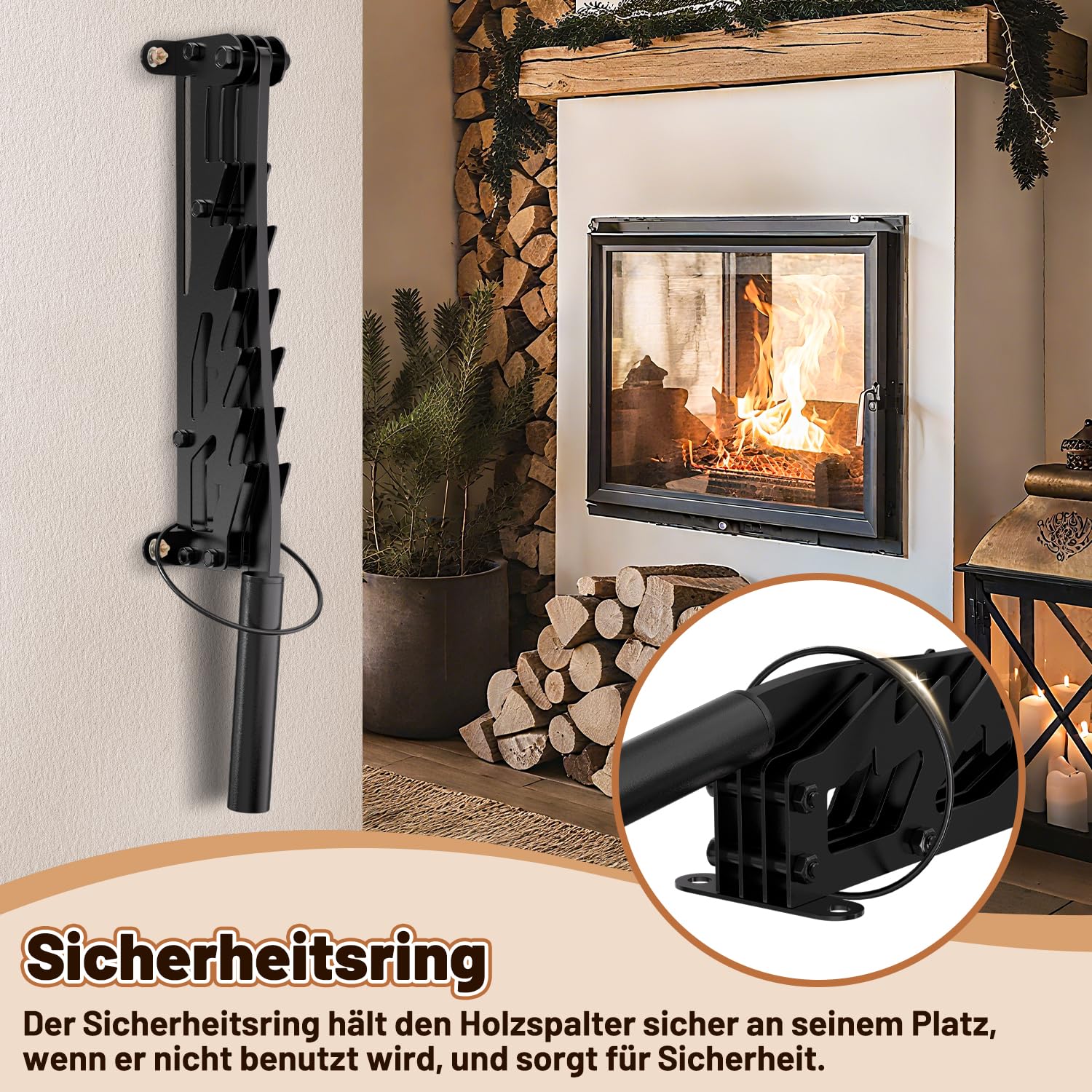 Holzspalter manuell, Manueller Holzspalter, Wandhalterung Brennholzspalter, Spalter Holz, Handholzspalter, Spanmesser, Wand Holzspalter, Anzündholz Spalten Werkzeug, Schwarz