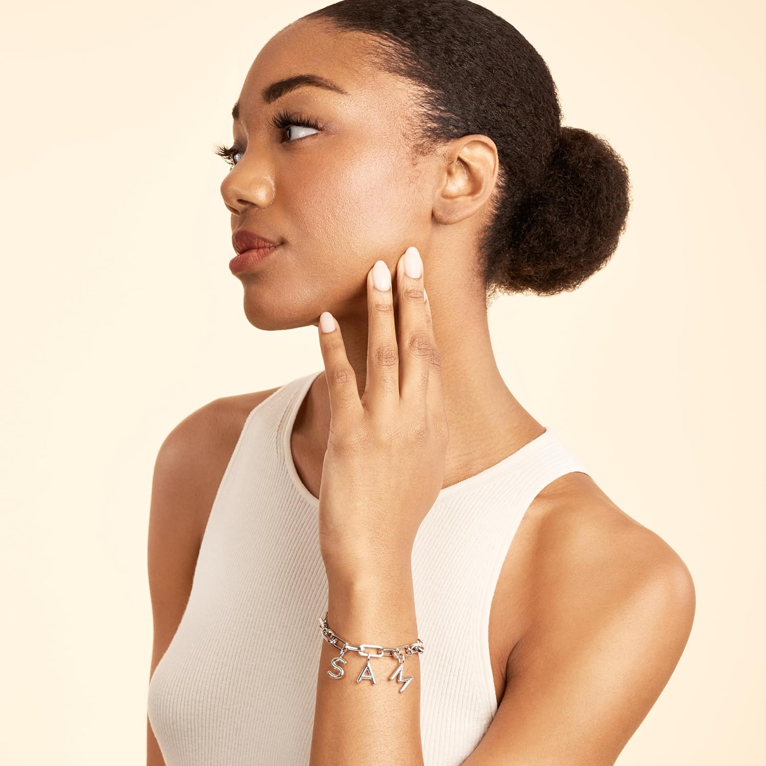 SCAMPER & CO .925 Sterling Silver Rhodium or 18k Yellow Gold Plated Carabiner Charm Bracelets for Women - Hypoallergenic Compatible Charms Sterling Silver Bracelet for Women Modern Carabiner Design - Image 3