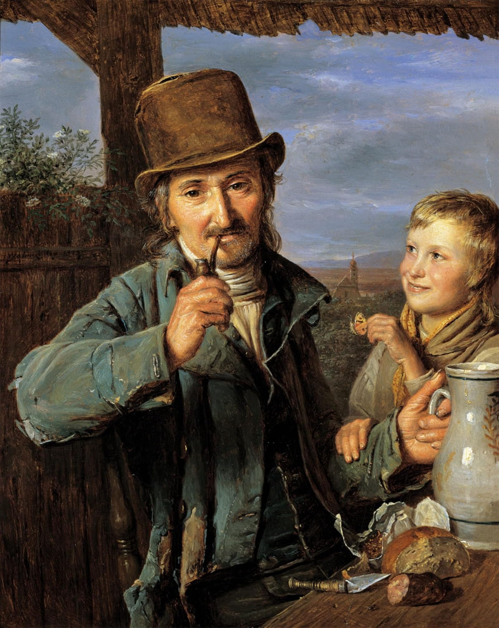 POSTERIIk Vintage Art Print Images Pictures Print Day Laborer with His Son by Ferdinand Georg Waldmuller Modern Colour Posters for Office Home Decor 60x90cm