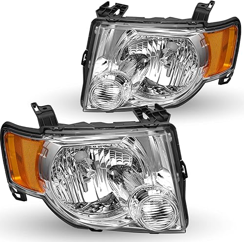 Miniatura 8 de TUSDAR Juego de faros delanteros de repuesto para Ford Escape SUV 2008-2012, lado del pasajero y del conductor, reflector ámbar con lente ahumada