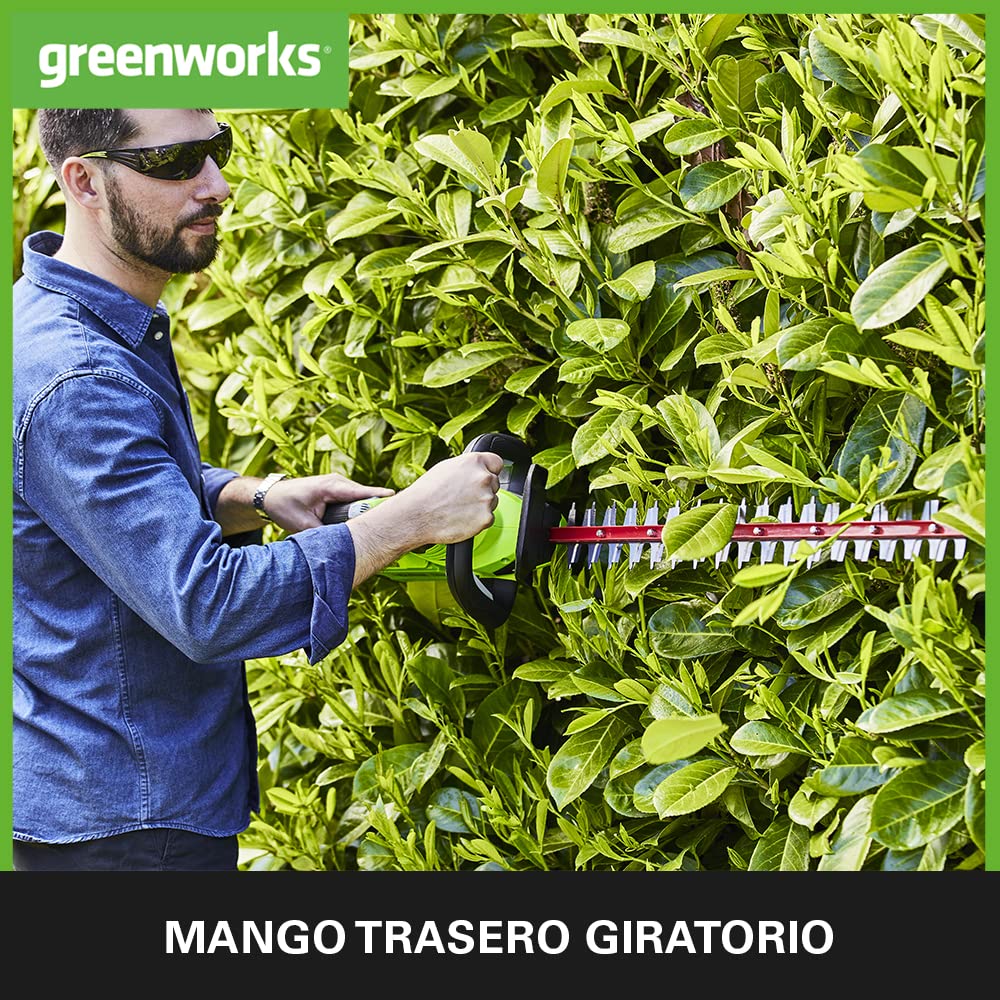Greenworks G40HT61K2 Cortasetos a Batería, Cuchillas de Doble Acción 61 cm, Corta Ramas y Tallos de Hasta 27 mm Grosor, 3000 spm, Batería (40 V 2 Ah) y Cargador, 3 Años de Garantía