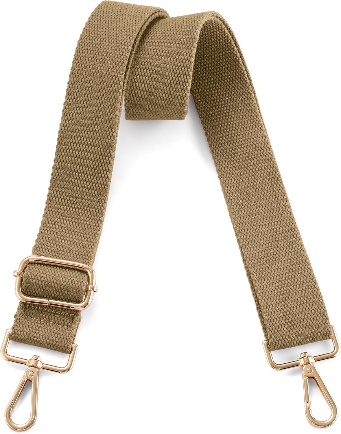 Wide Purse Strap Replacement Crossbody Shoulder Bag, Universal Adjustable Straps for Bags, Gold Buckle - Khaki
