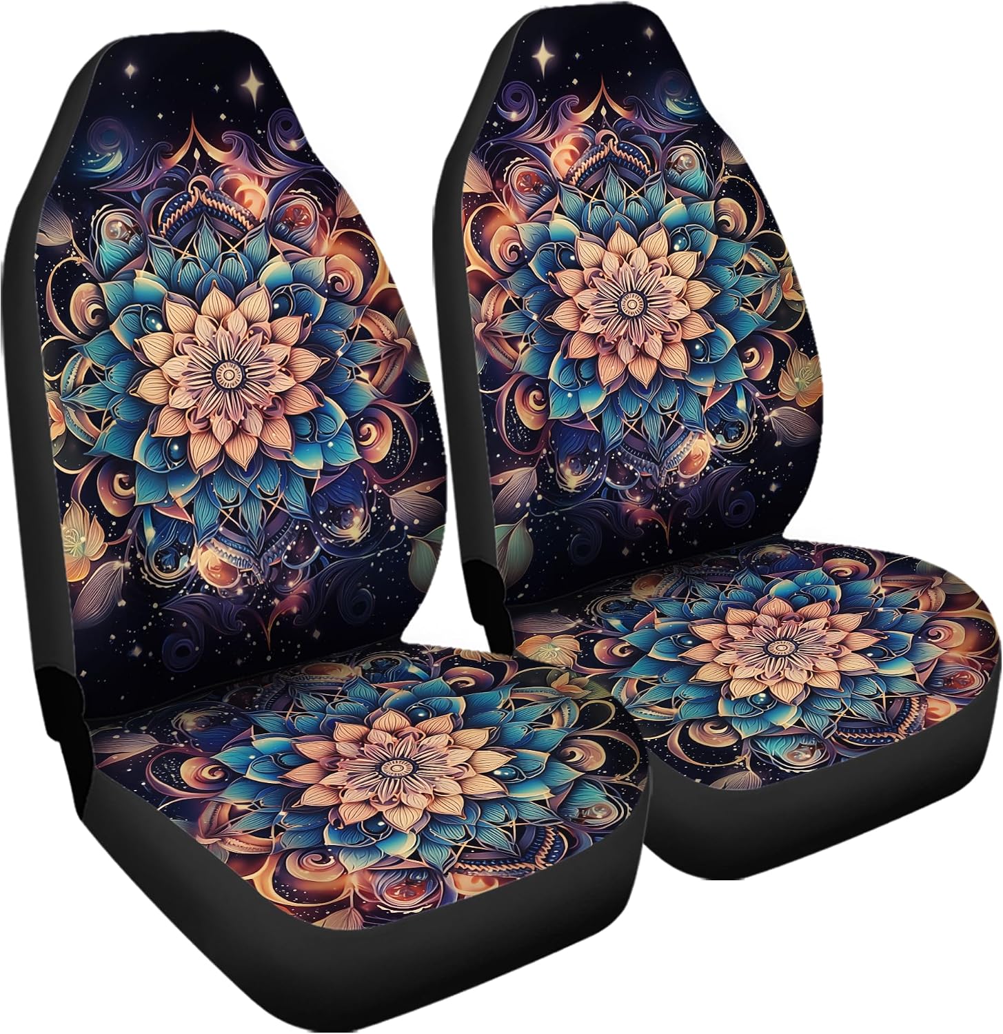 Bohemian Mandala Galaxy Car Seat Cover for Men,Boho Style Front Seat Covers for Car,Universal Fit for Most Vehicle