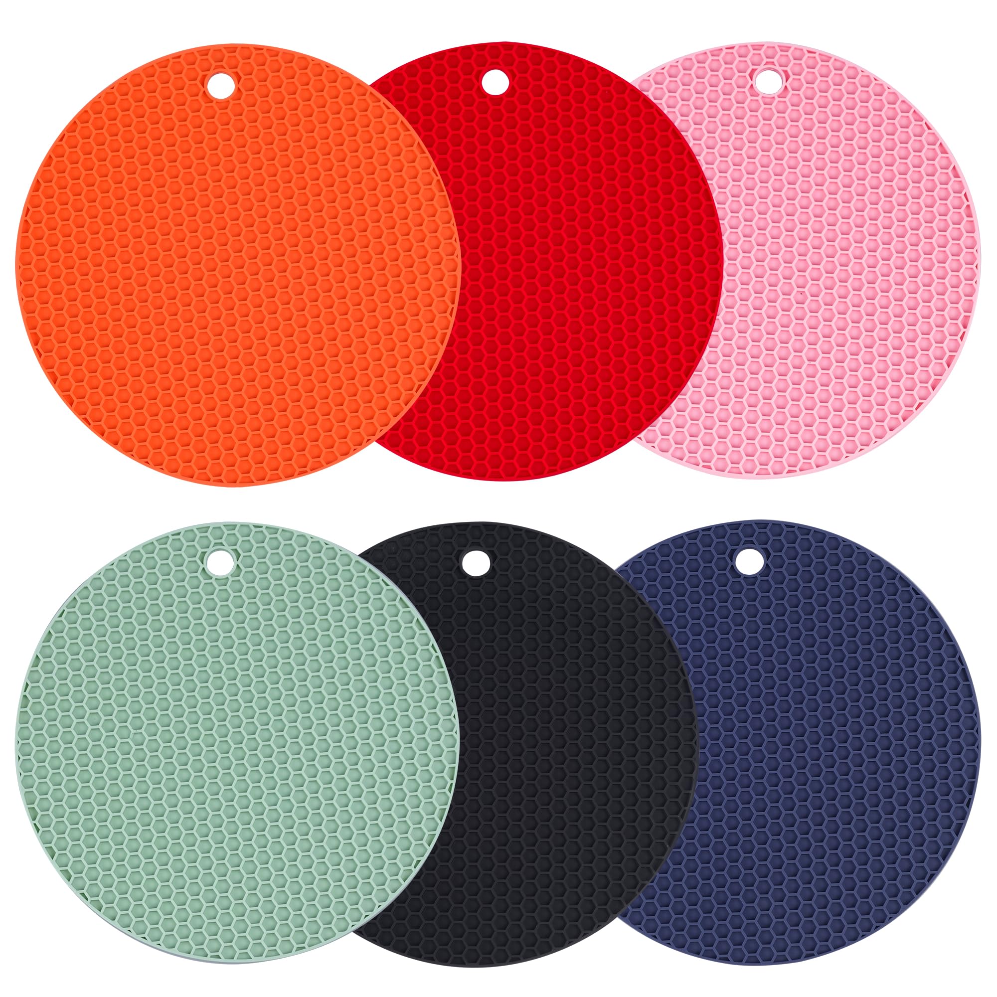 AICMEI Silicone Trivet Mats, 6 Packs Multipurpose Non Slip Heat Resistant Pot Holder,Heat Resistant Pot Holders Silicone Mats for Kitchen Countertops/Table-Assorted Color
