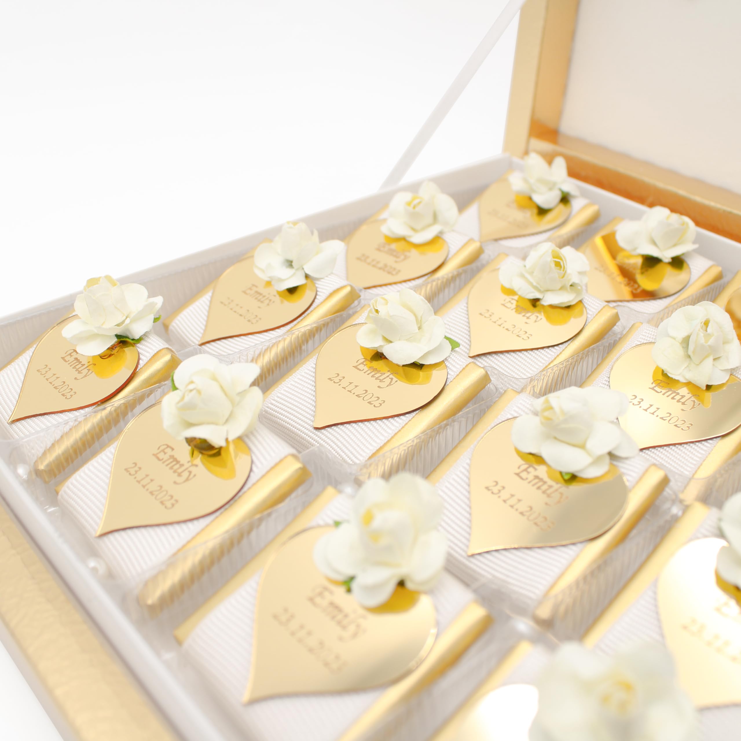 Personalisierte Schokoladenbox - Ideal für Hochzeit, Nişan & Kız İsteme, Handgefertigt, [16/24/32/48 Stück] - Perfektes Gastgeschenk für Söz, Geburtstag & Valentinstag