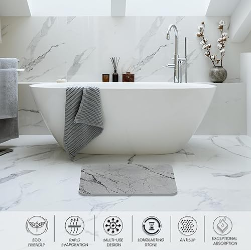 Miniatura 3 de Tapetes de baño de piedra de diatomita para baño, tapete de baño de tierra de diatomeas, tapete de baño de secado rápido para bañera antideslizante,