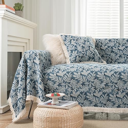 Miniatura 13 de vctops Fundas de sofá jacquard vintage para sofá seccional, patrón geométrico con flecos, protector de sofá para perros, loveseat futón funda en