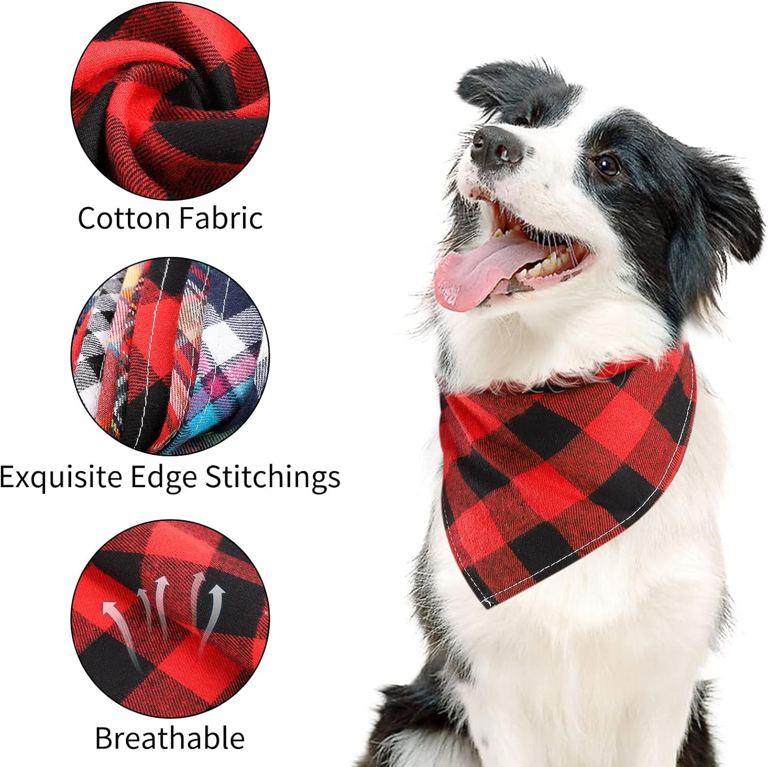 Segarty Fall Dog Bandanas, 10 Pack 22.8"x15.7" Plaid Bibs Pet Triangle Scarf Accessories Bulk for Small Medium Cats Dogs Large Puppy Dogs, Washable Adjustable Boy Pets Birthday Kerchief