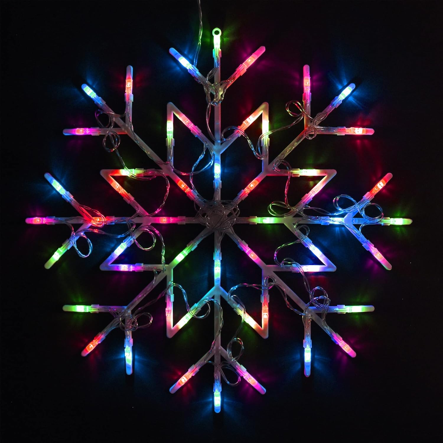 Albert Austin Snowflake 50 LED Lights Battery Powered Christmas Lights Window Hanging Flash