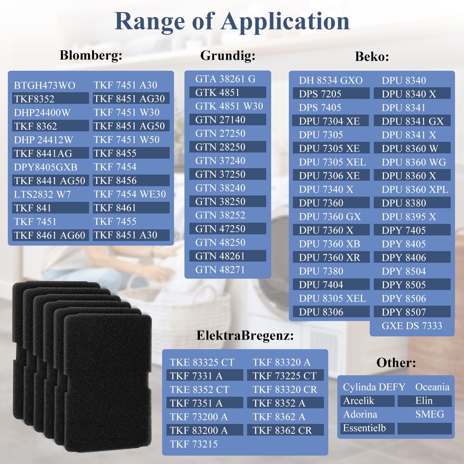 Ricambi Asciugatrice Filtri Per Asciugatrice Beko - 6 Pezzi Ricambio 2964840100 Filtro Asciugatrice Beko - Foto 10