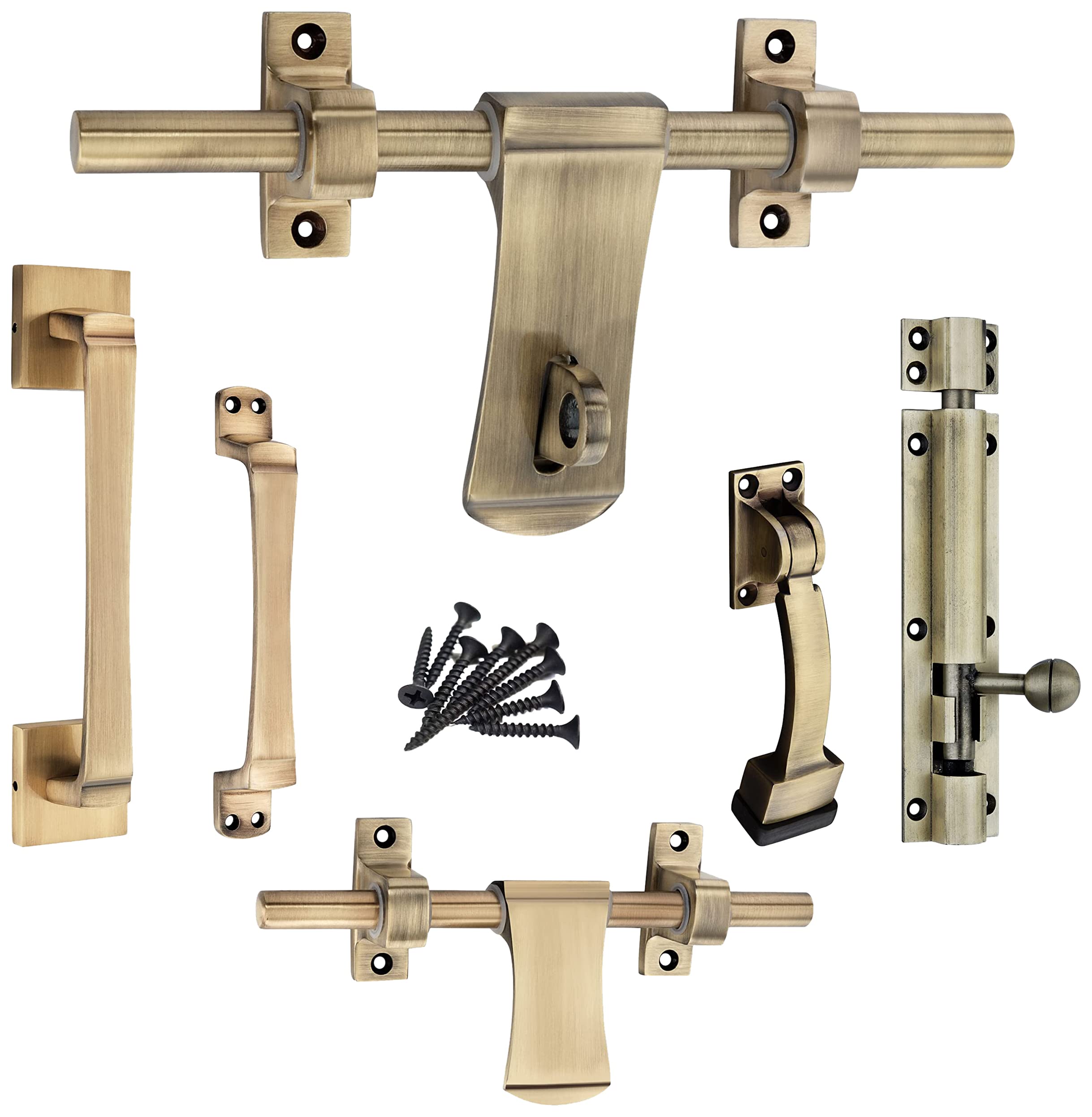 Soul Craft Shapphire Zinc Alloy Heavy Single Door Fitting Accessories Full Set/Kit (1 Aldrop, 1 Latch, 2 Handles, 1 Tower Bolt and 1 Door Stopper) (10 Inch,Antique Brass) (B09H4XGC3W) Amazon Price History, Amazon Price Tracker