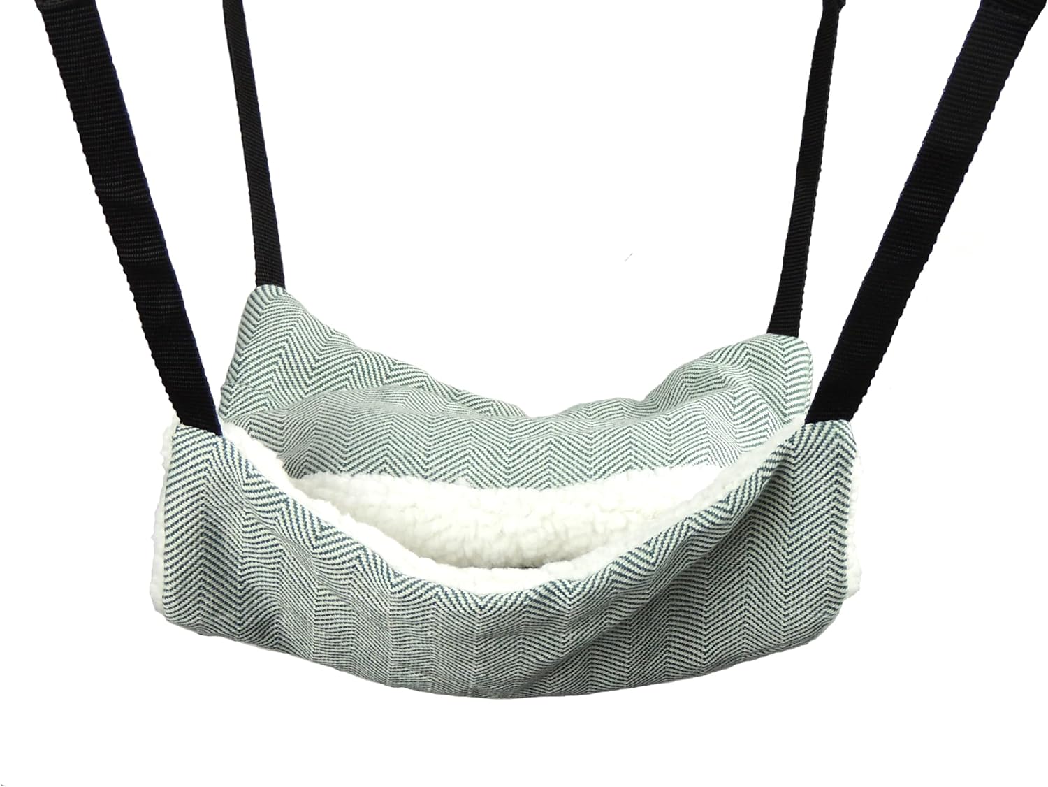 Fluffy Lined Recycled Eco Hammock with Pouch: Green Herringbone