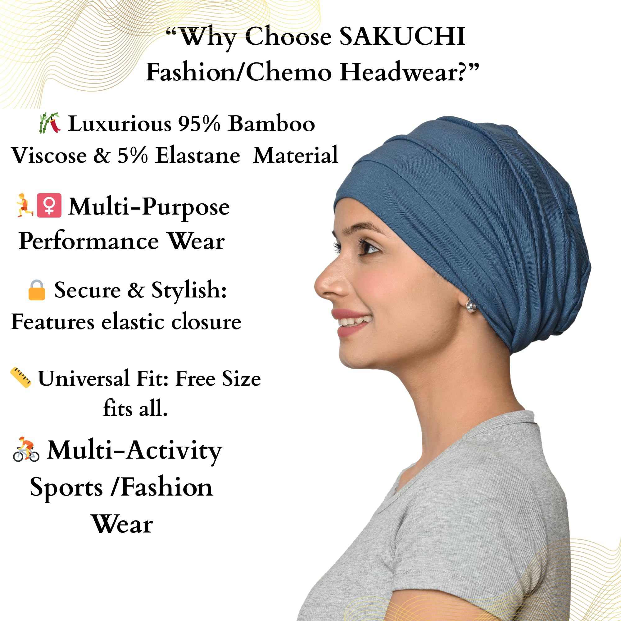 chemio Morbido Slouchy Slouchy Berretto di bambù per Le Donne, Turbante per la Caduta dei Capelli