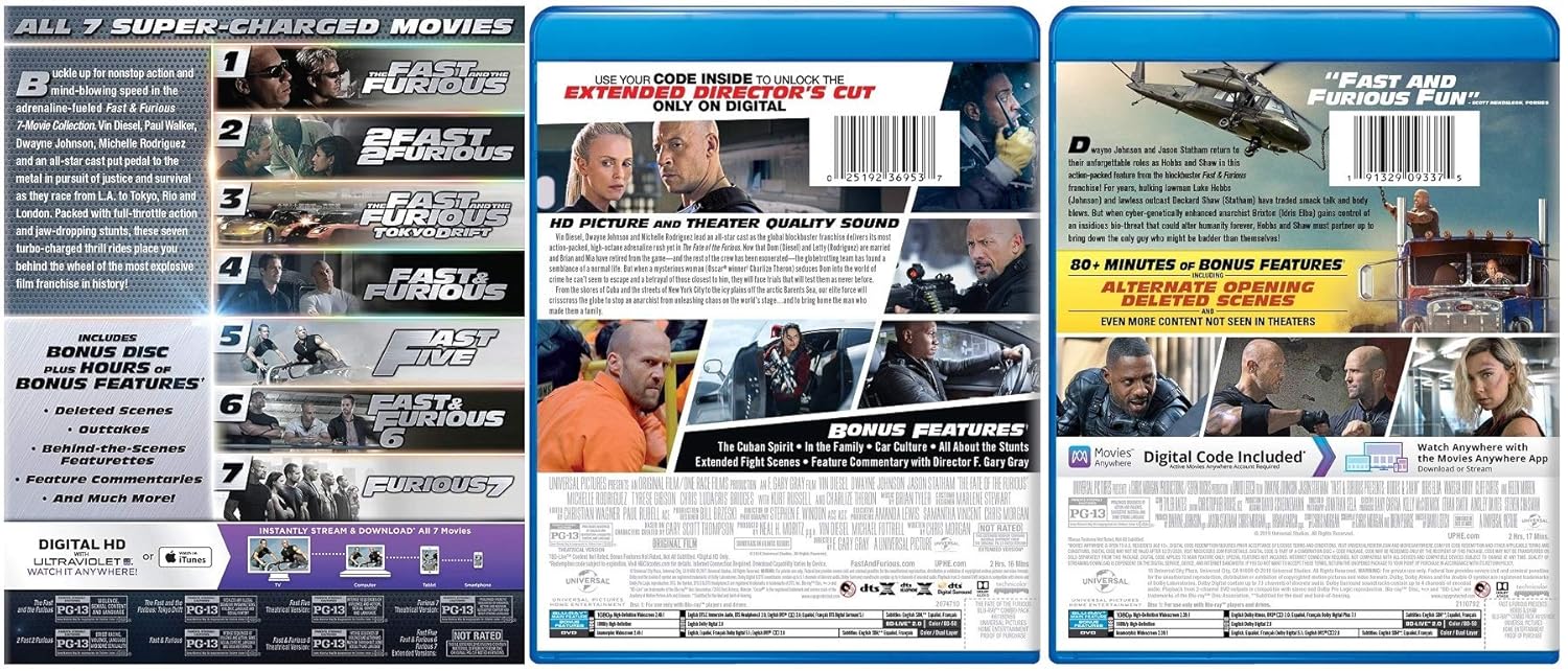Amazon Com Fast Furious 9 Movie Collection All 9 Films Blu Ray Vin Diesel Paul Walker Dwayne Johnson Michelle Rodriguez Jason Statham Lucas Black Rick Yune Rob Cohen Justin Lin John Singleton F