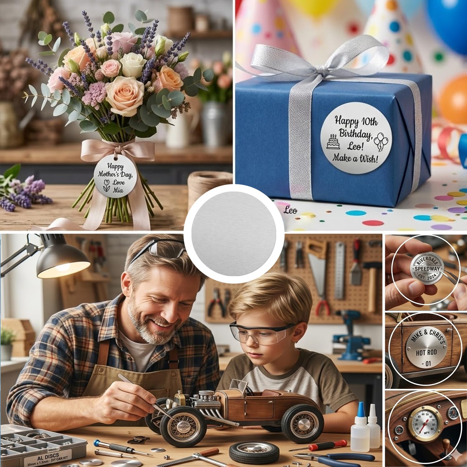 Aluminum Discs, 8" (200mm) Diameter 20 Gauge (0.8mm) Thickness Round 6061 Aluminum Metal Sheets & Circles for Crafts, Metal Stamping, DIY, Jewelry Making (2 Pac)