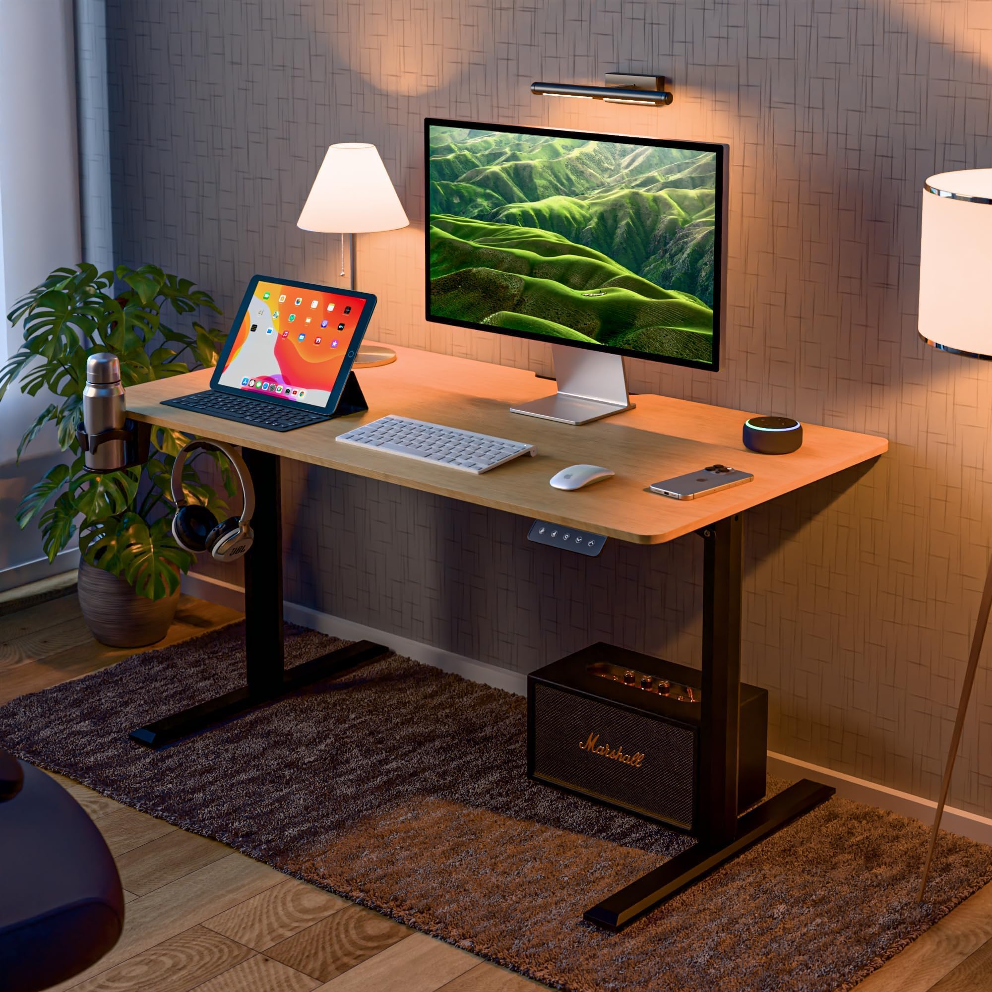 Green Soul Imperium Multi-Purpose Electric Height Adjustable Office Desk, Ergonomic Spacious Sit Stand Solution (Oak)