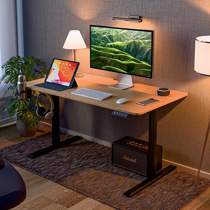 Green Soul Imperium Height Adjustable Ergonomic Office Desk One Piece Top Memory Preset GreyOak 1100x600