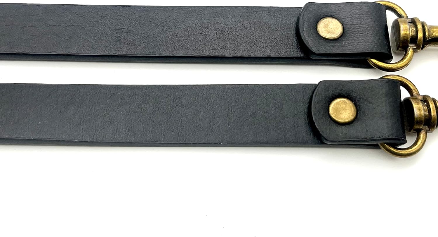 3dancraftit Pair of Faux PU Leather Handbag Purse Strap Handles with Clip and d Rings for Purse Bag Making Replacement 25" / 63cm Black Z47C