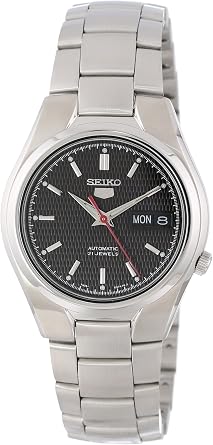 SEIKO Mens SNK607 5 Automatic Black Dial Stainless-Steel Bracelet Watch