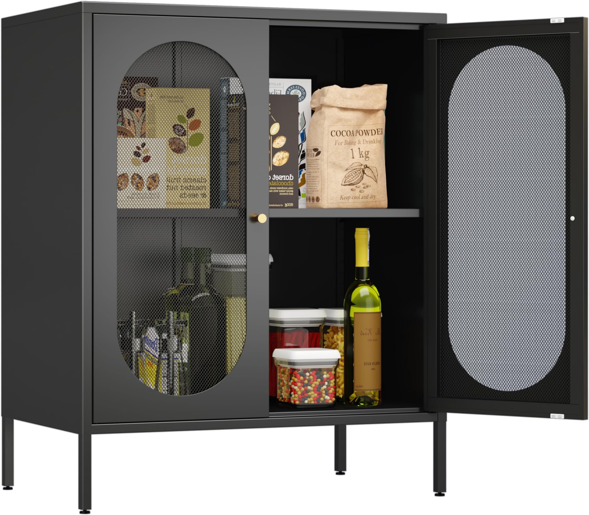 2 Door Accent Cabinet,Metal Storage Cabinet with Adjustable Shelf,Buffet Sideboard for Bed Room,Living Room,Entryway,Hallway,Home,Hotel,Office,Garage,Kitchen,1 Removable Shelf.