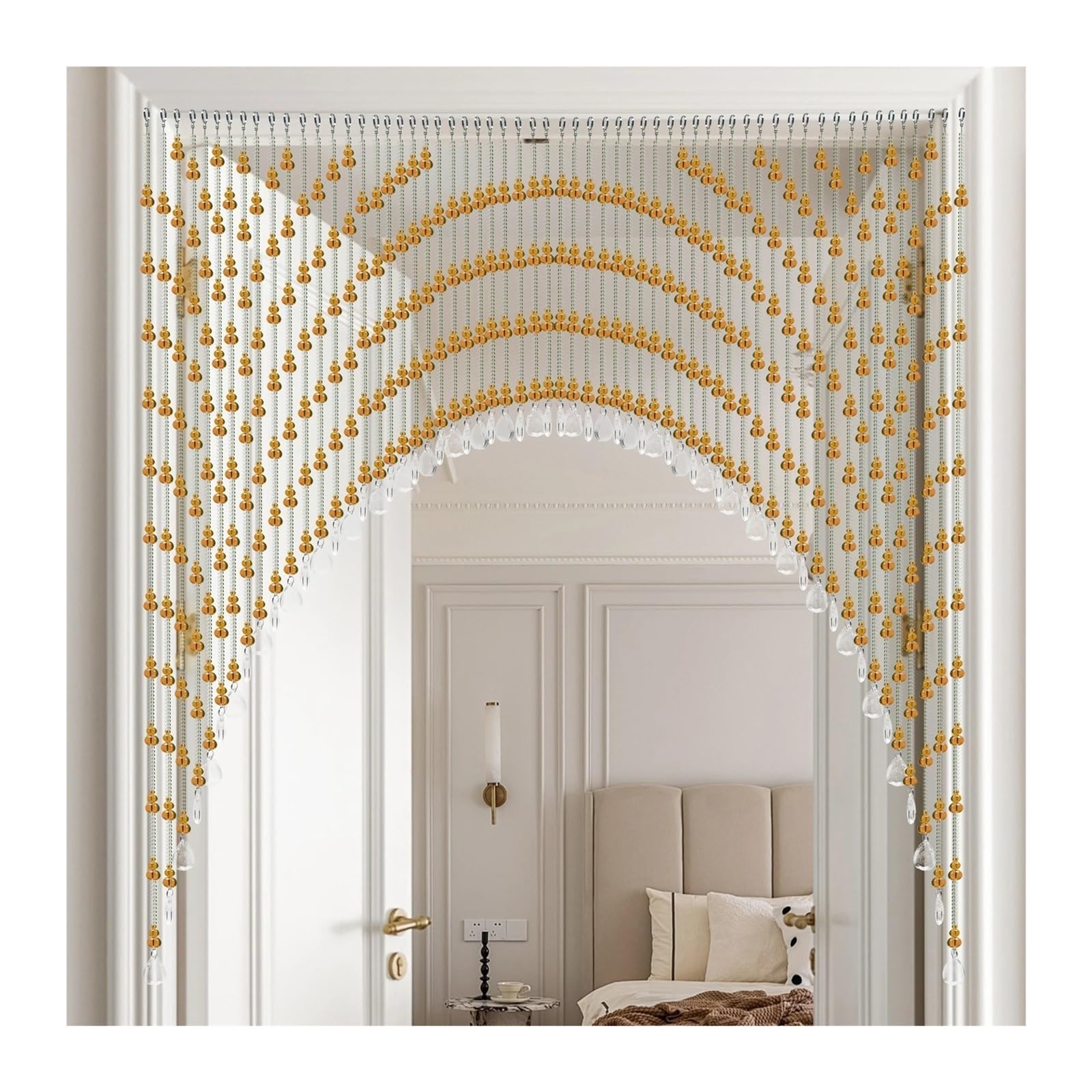 XUWEWI Crystal Curtains Diamond Garland Beaded For Doorways Window Divider Easy To Install(60 Strings) For Doorway(Yellow)