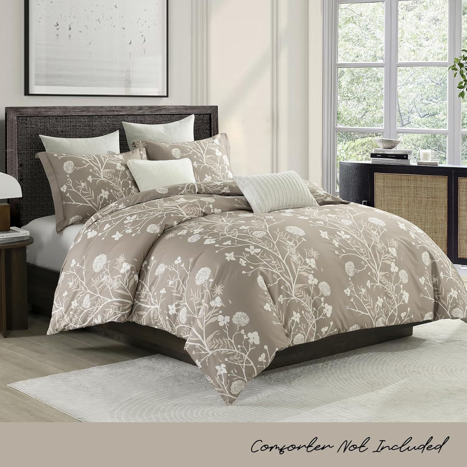 Uniclinens Floral Duvet Cover King - Retro Branches and Flowers Pattern Duvet Cover Set with Zipper Closure & 8 Ties, 3pcs Include 1 Duvet Cover (104"x90") and 2 Pillowshams (20"x36"), No Comforter