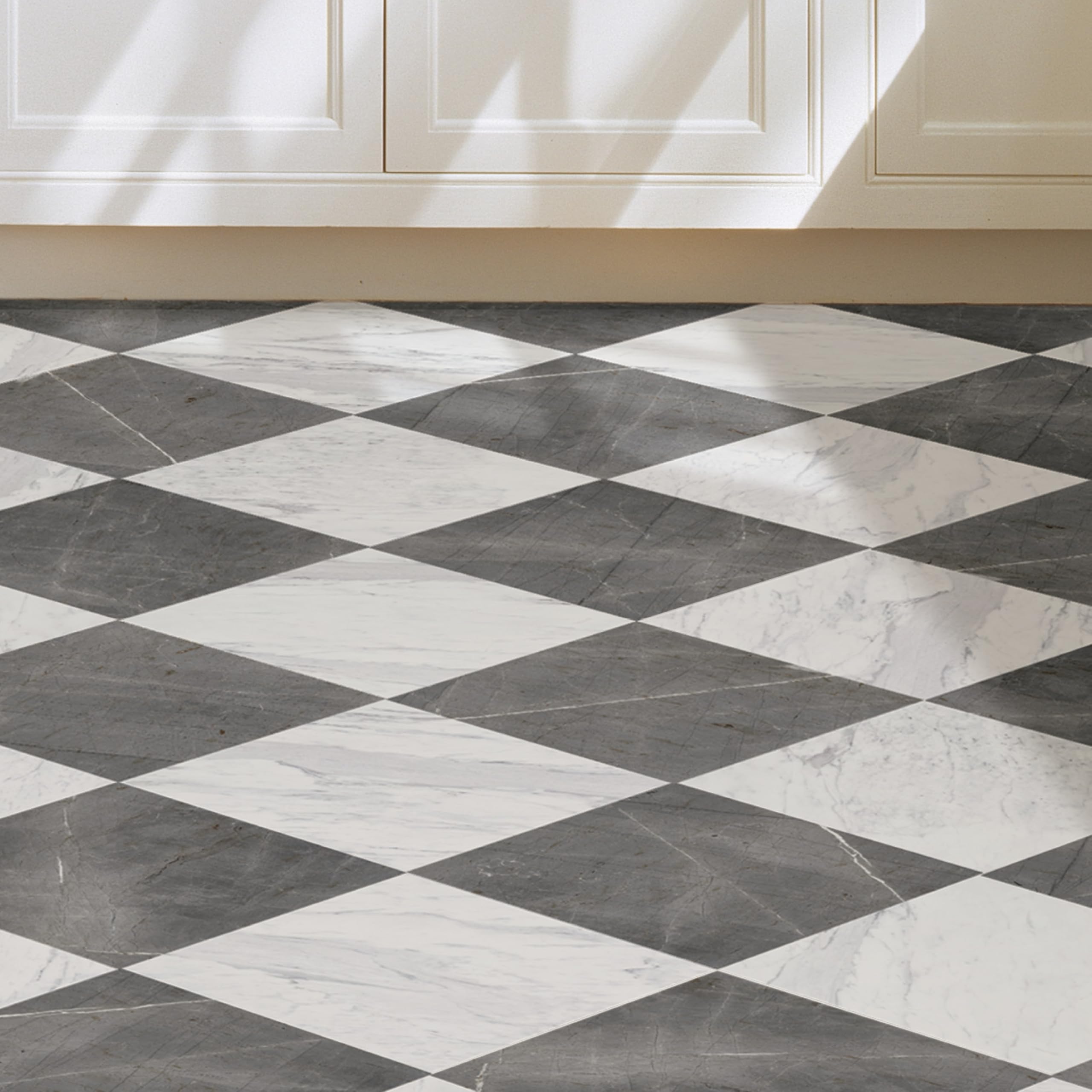 12-in by 12-in Grey & White Marble Bonneville Peel & Stick Floor Tiles