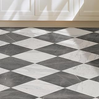 FloorPops x Chris Loves Julia 12-in by 12-in Bonneville Grey & White Marble Peel & Stick Floor Tiles, FP4421