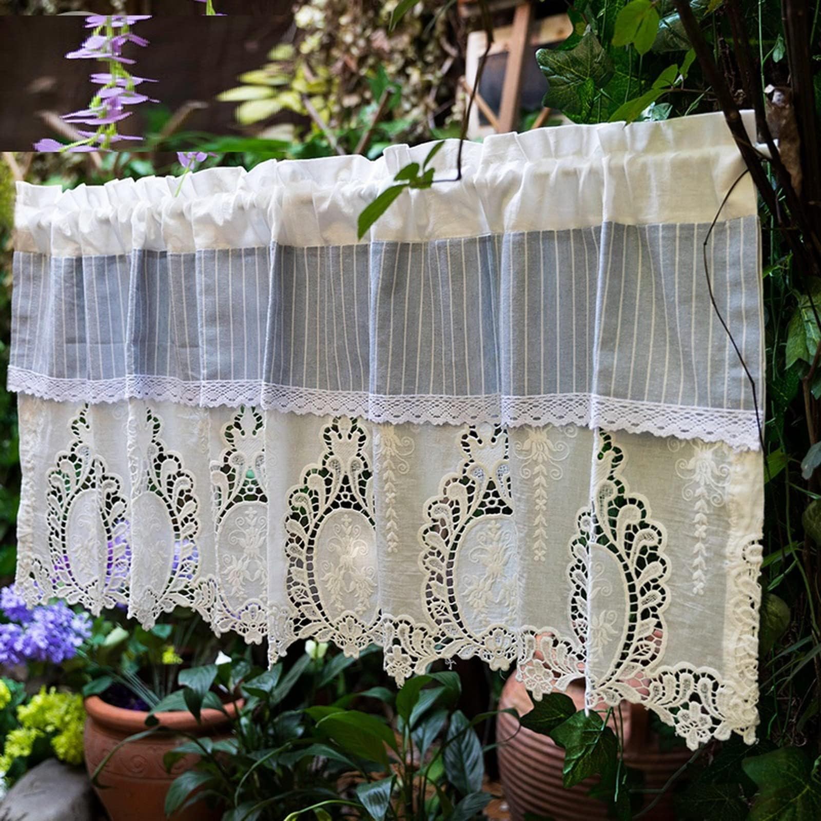 Dentelle Valance Rideau Café Courtes Rideaux Demi-Window Traitement