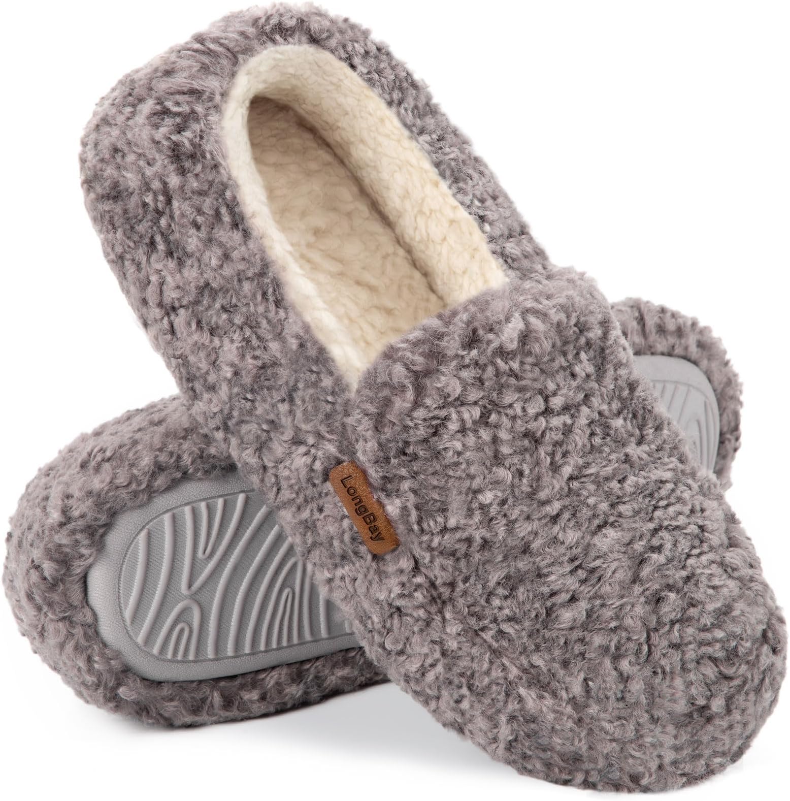 Women's Fuzzy Memory Foam Slippers Warm Cozy Shearling House Slippers for Ladies Supportive Slip on Indoor Home Shoes