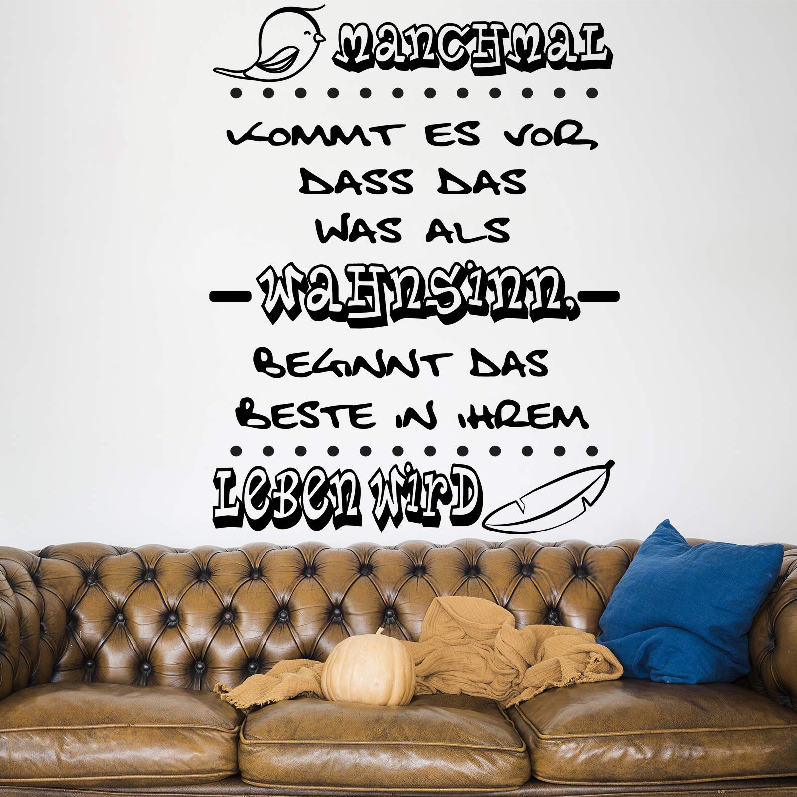 Vinilo de pared decorativo en Alemán. Wandtattoo Spruch "MANCHMAL KOMMT.." Pegatinas de pared de frases celebres.wandtattoo deutsch Docliick DC-118-AL
