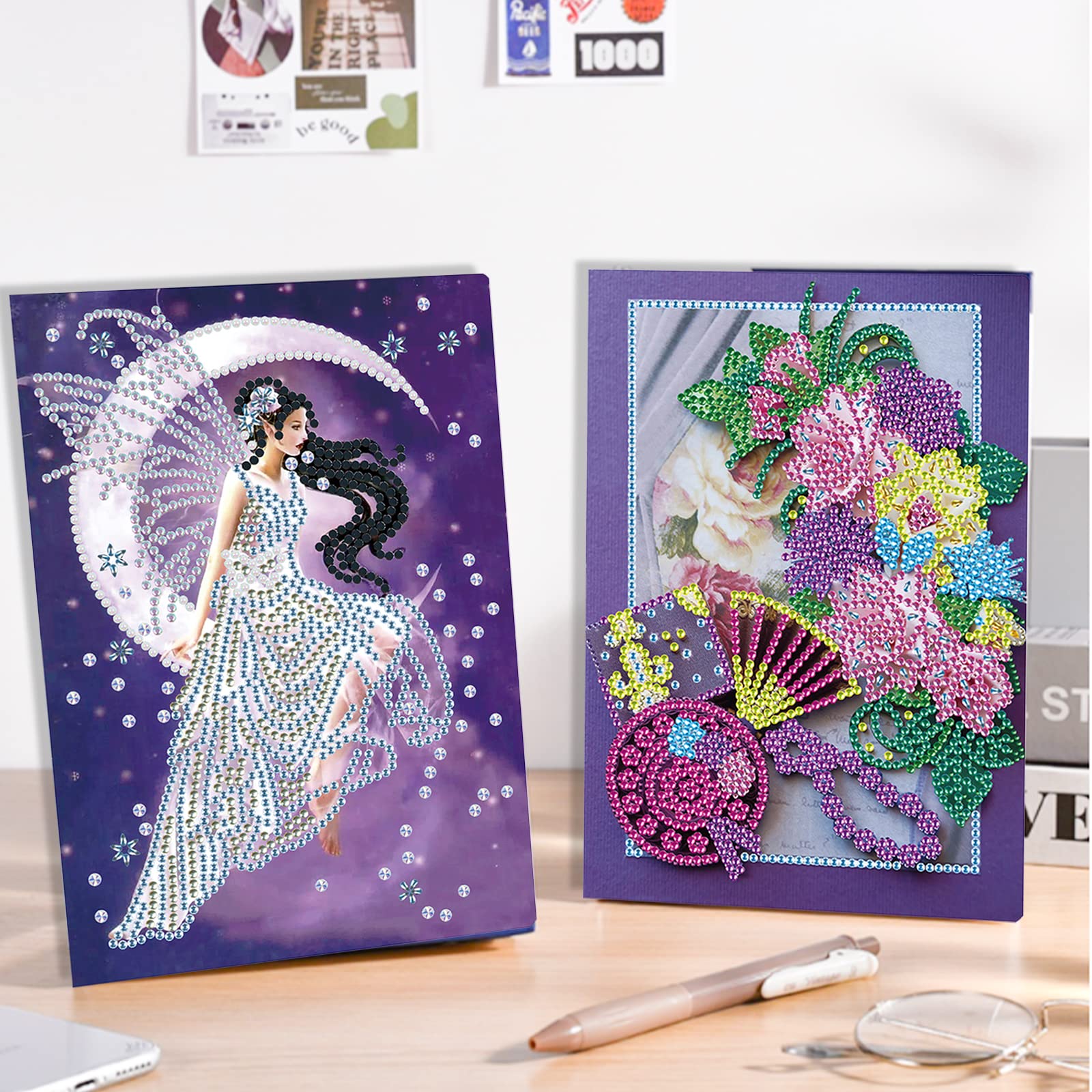 Quaderno 5D Diamond Painting Fai Da Te – 50 Pagine Con Motivi Farfalla E Fiori – Kit Creativo Con Strumenti E Diamanti Resina – Idea Regalo - 2