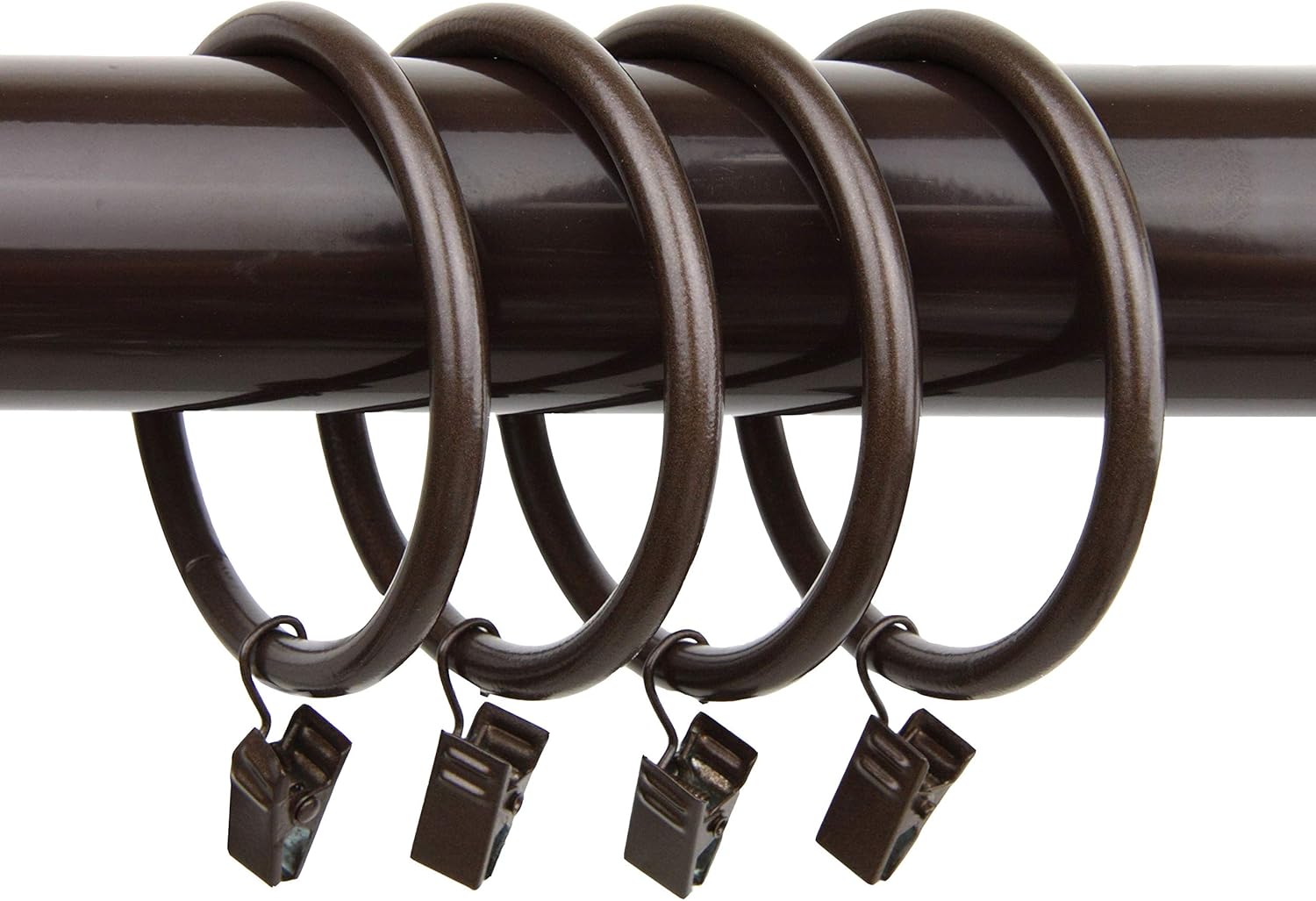 Rod Desyne 1931-07 2-1/2" Curtain Rings with Clip, Cocoa