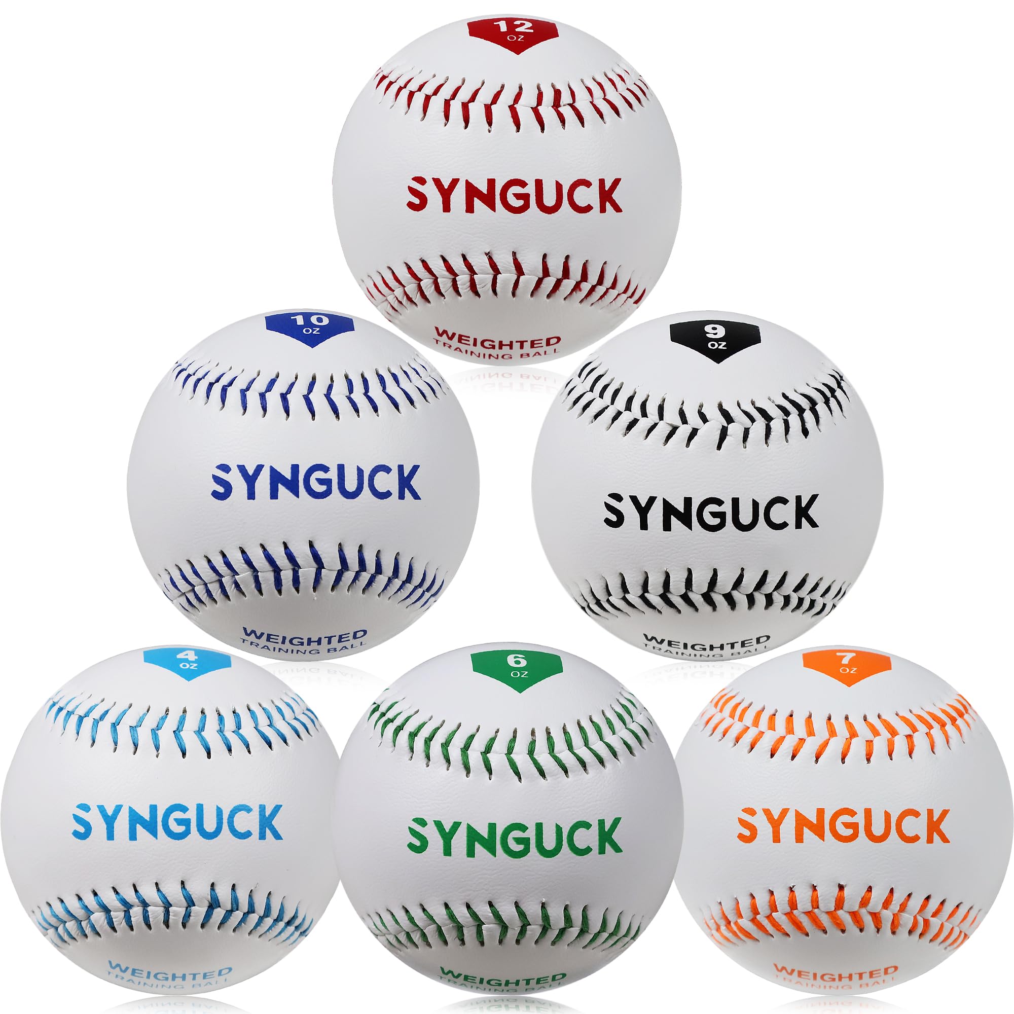 SYNGUCK Juego de pelotas de béisbol con peso de 2/4/6 – Pelotas de entrenamiento para aumentar la velocidad de lanzamiento, fuerza de brazo y precisión para jugadores de béisbol, entrenadores y